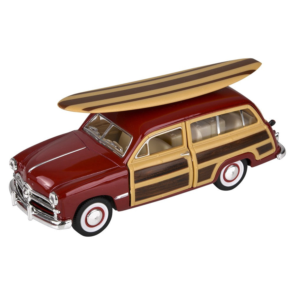 Die-Cast Pull Back 1949 Ford Woody Wagon With Surfboard (12 Pc Display)