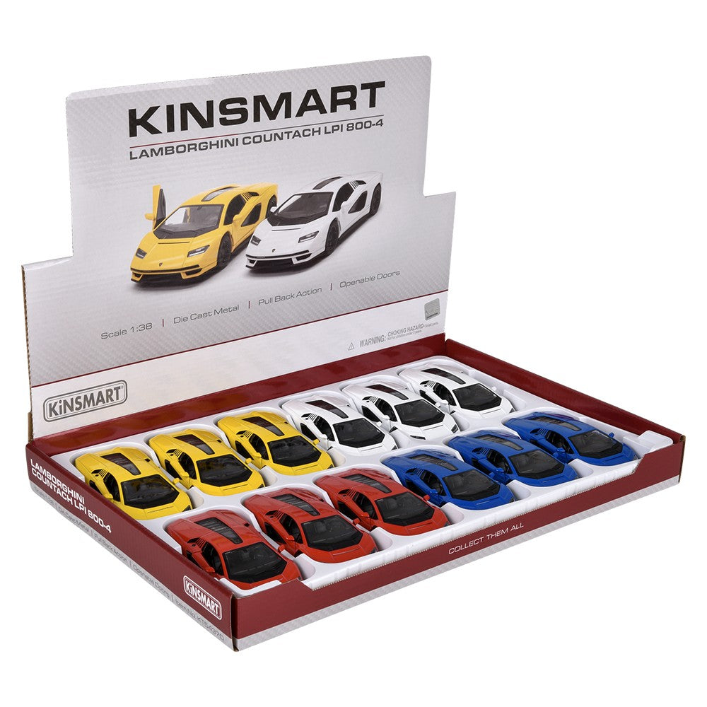 Die-Cast Pull Back Lamborghini Countach LPI 800-4 (12 PC Display)