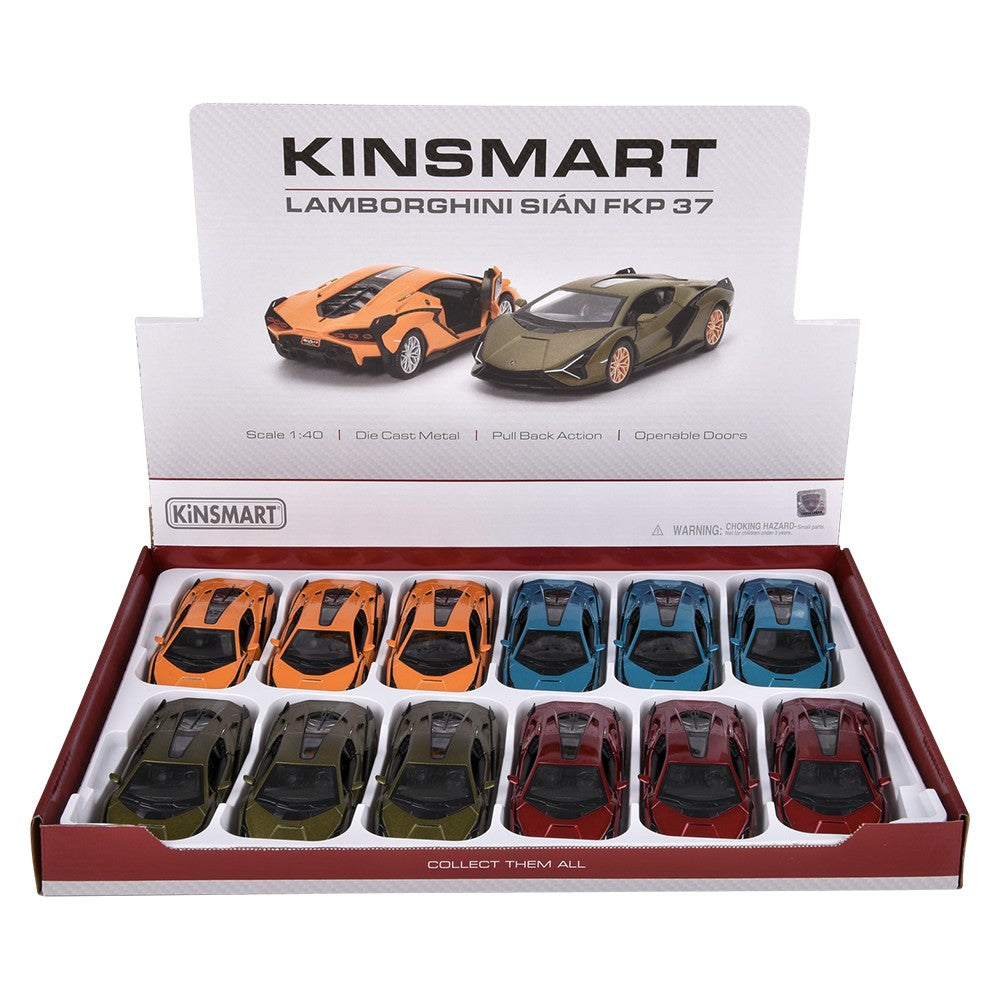 Die-Cast Pull Back Lamborghini Sian FKP 37 (12 Pc Display)