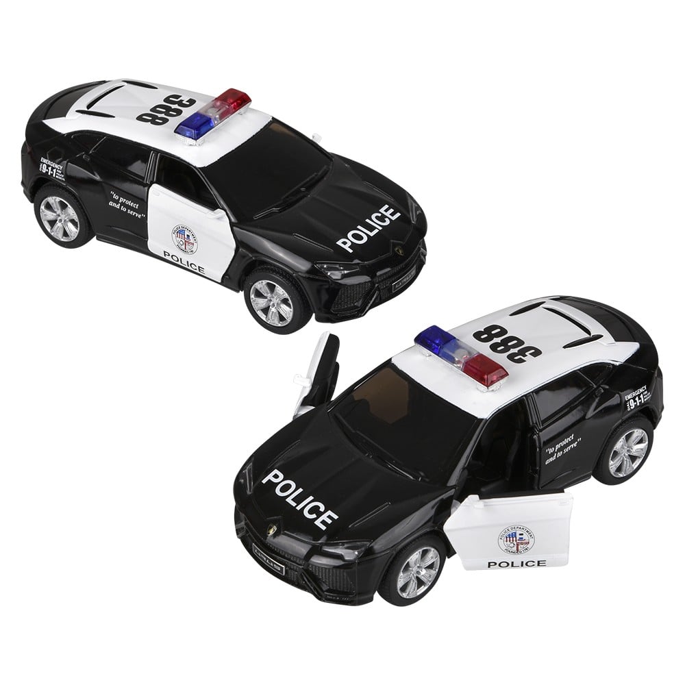 Die-Cast Pull Back Lamborghini Urus Police Car (12 PC Display)