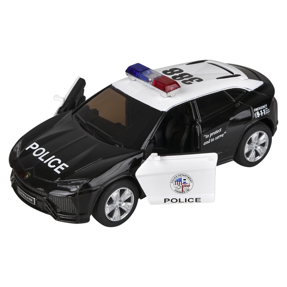 Die-Cast Pull Back Lamborghini Urus Police Car (12 PC Display)