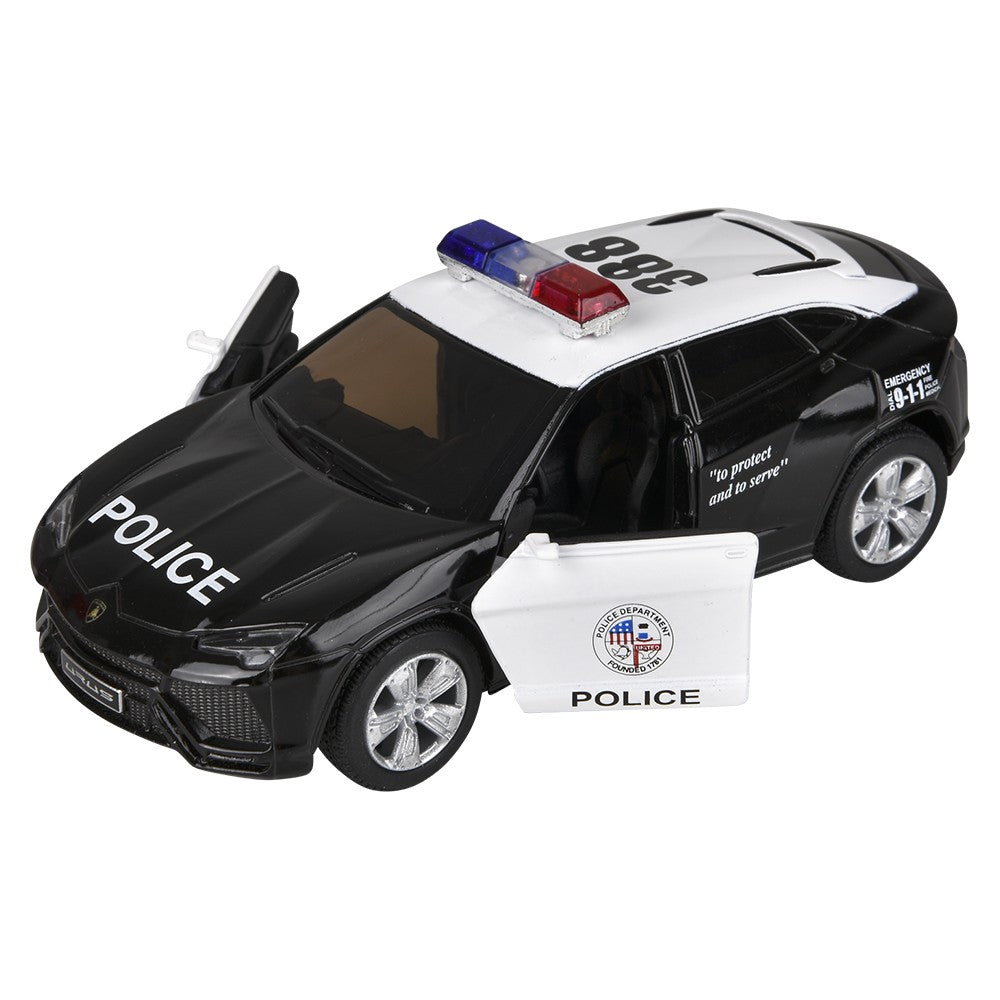 Die-Cast Pull Back Lamborghini Urus Police Car (12 PC Display)
