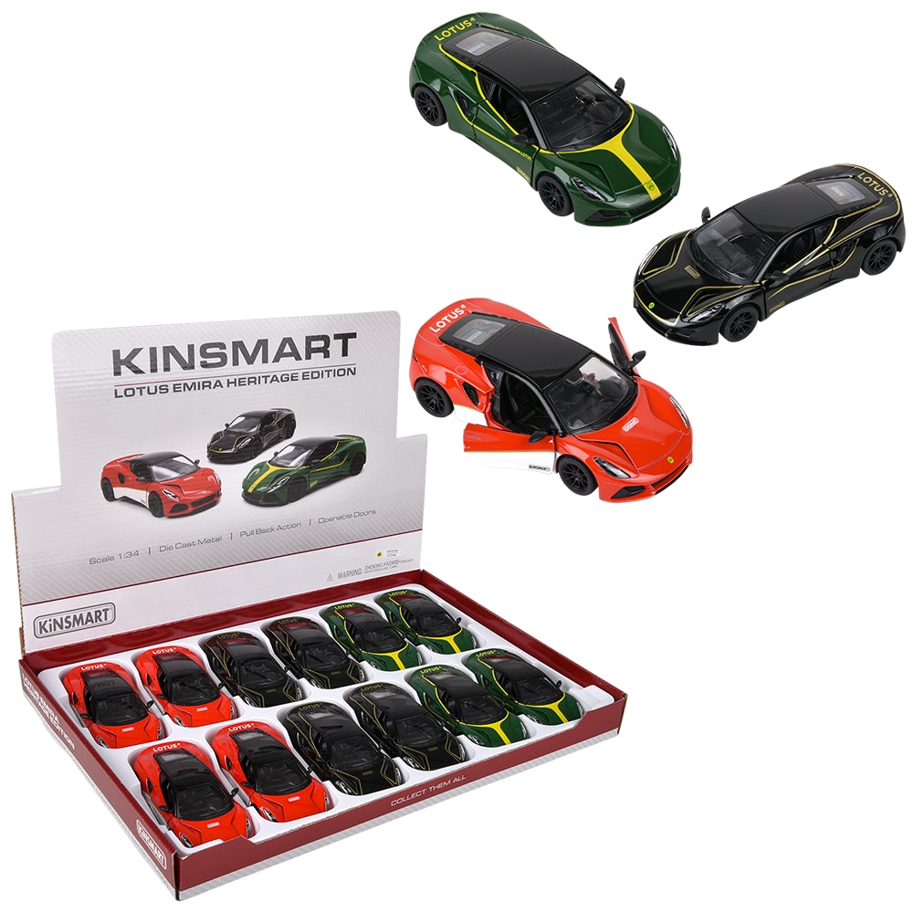 Die-Cast Pull Back Lotus Emira Heritage (12 PC Display)
