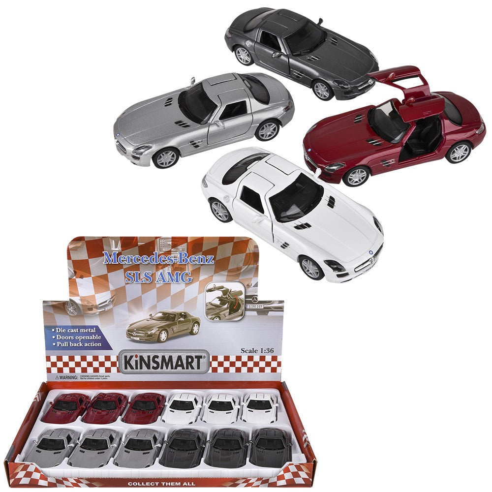 Die-Cast Pull Back Mercedes-Benz SLS AMG (12 PC Display)