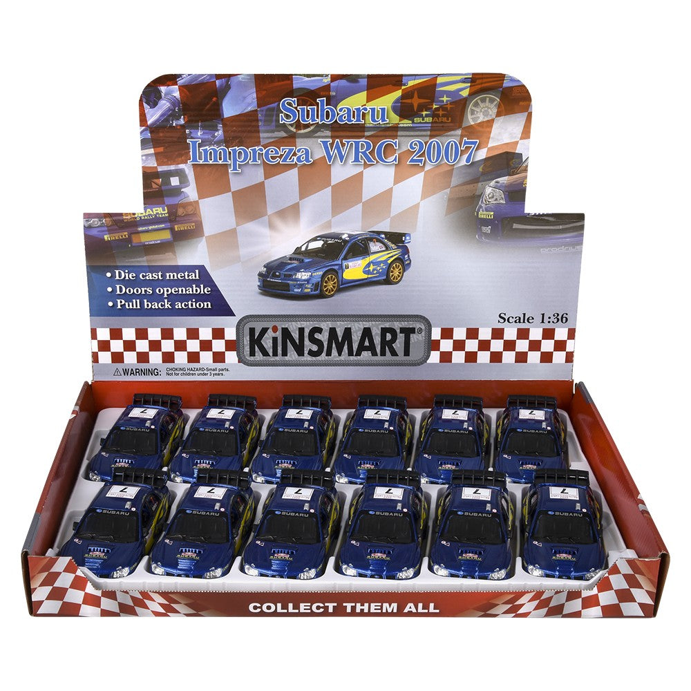 Die-Cast Pull Back Subaru Impreza WRC 2007 (12 PC Display)