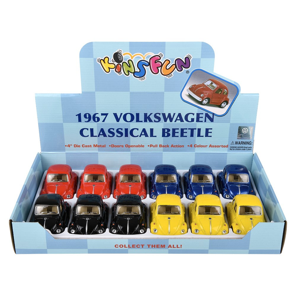 Die-Cast Pull Back 1967 VW Classic Beetle (12 PC Display)
