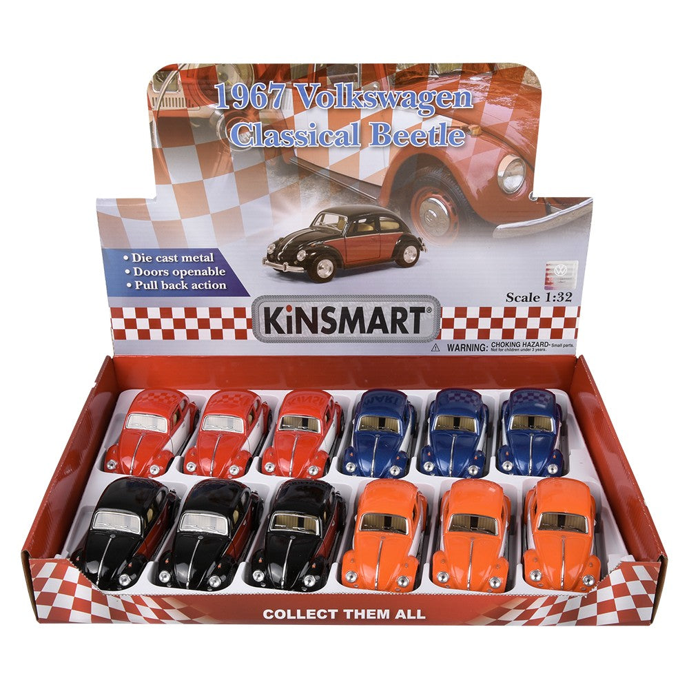 Die-Cast Pull Back 1967 VW Classic Beetle (12 Pc Display)