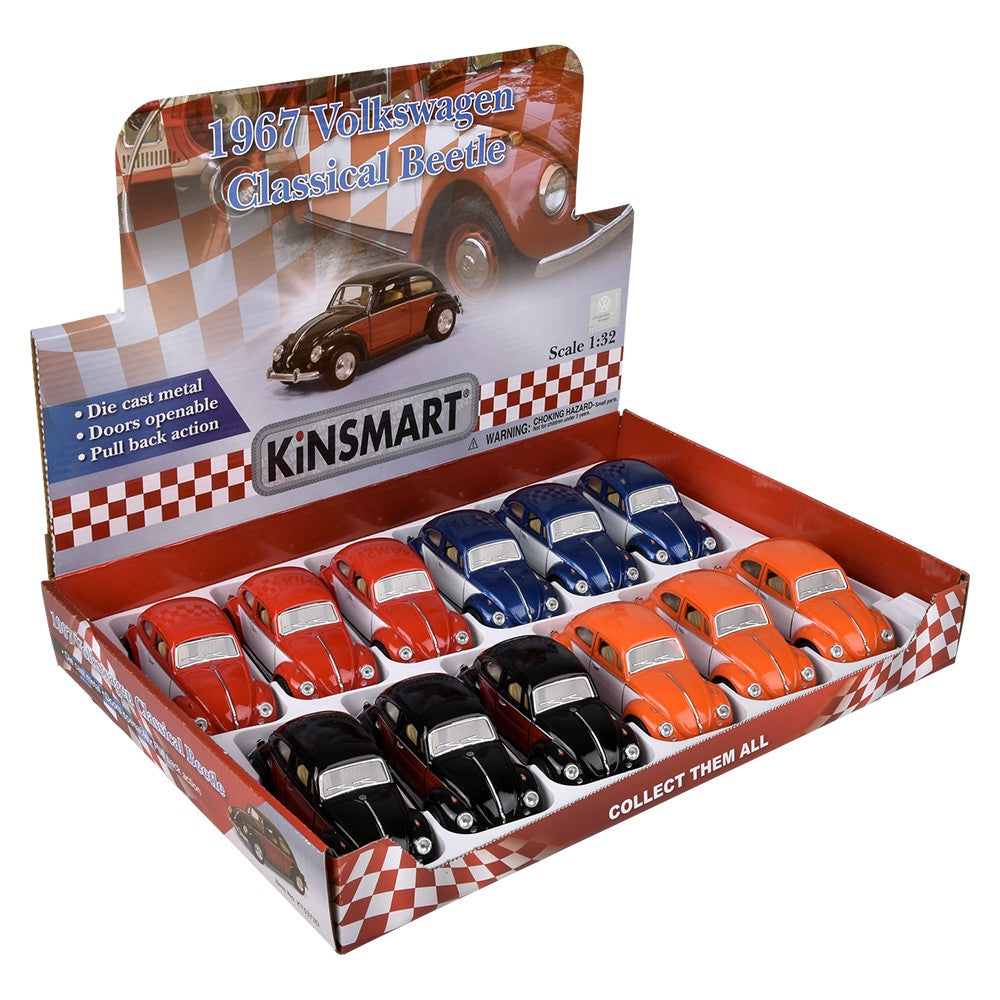 Die-Cast Pull Back 1967 VW Classic Beetle (12 Pc Display)