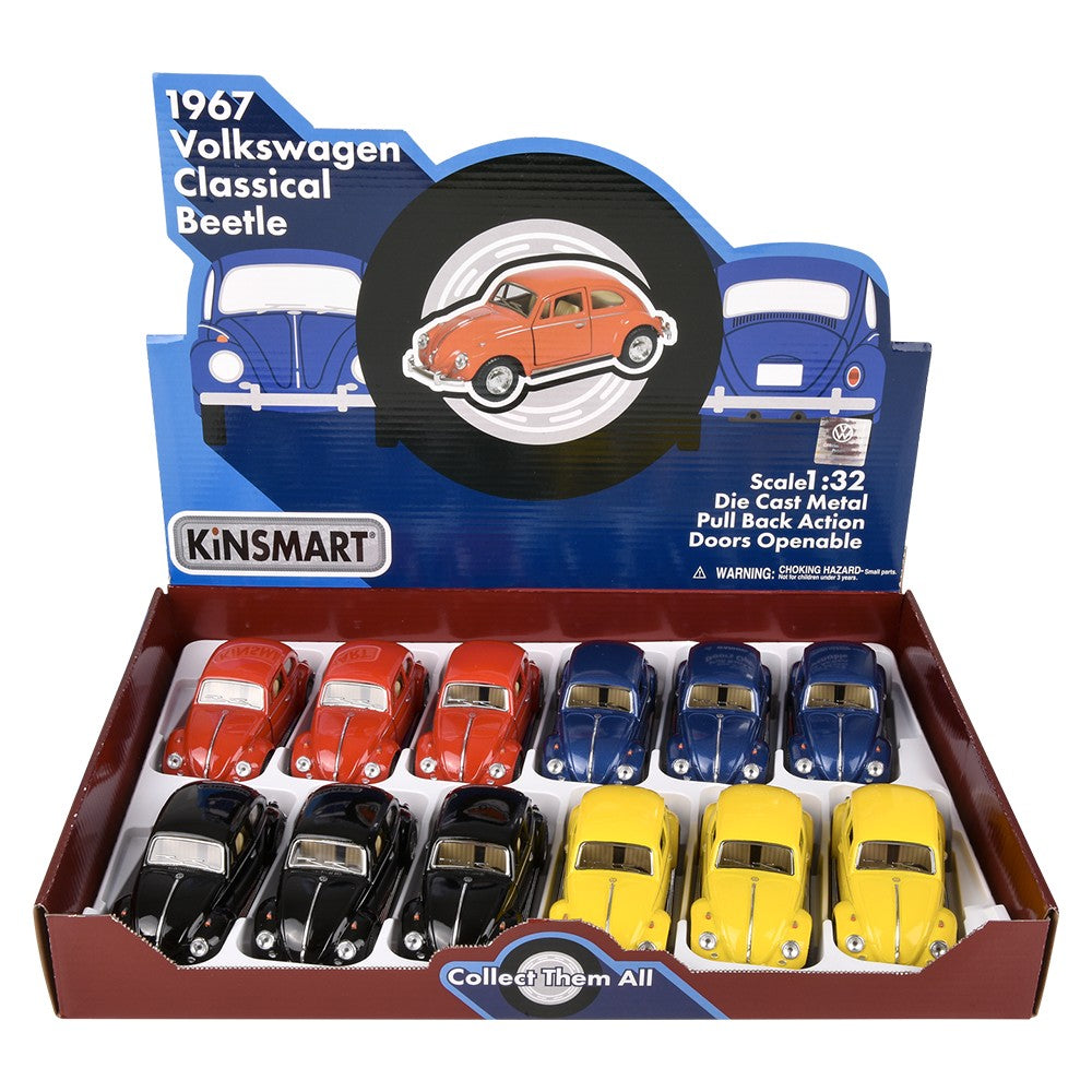 Die-Cast Pull Back 1967 VW Classic Beetle (12 Pc Display)