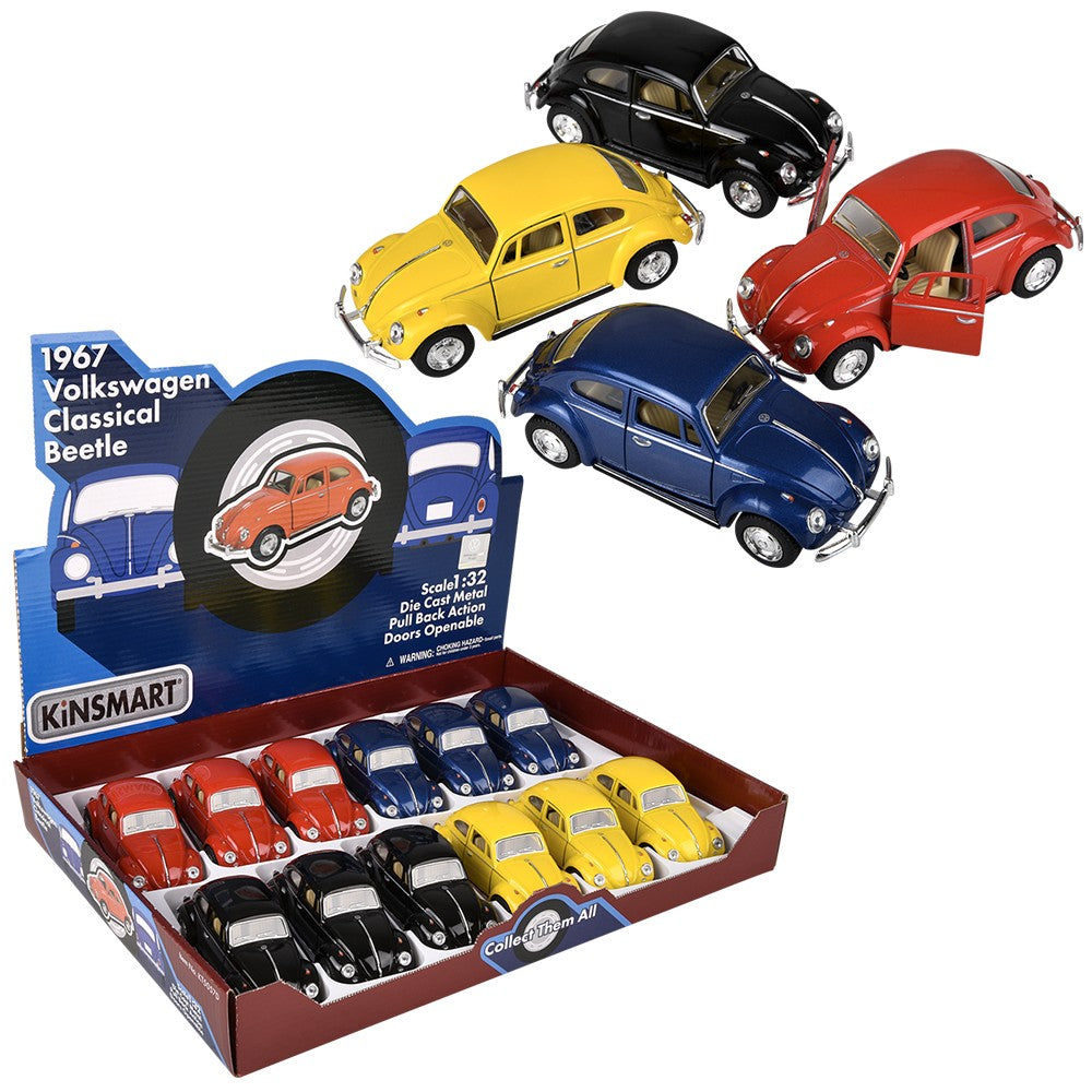 Die-Cast Pull Back 1967 VW Classic Beetle (12 Pc Display)