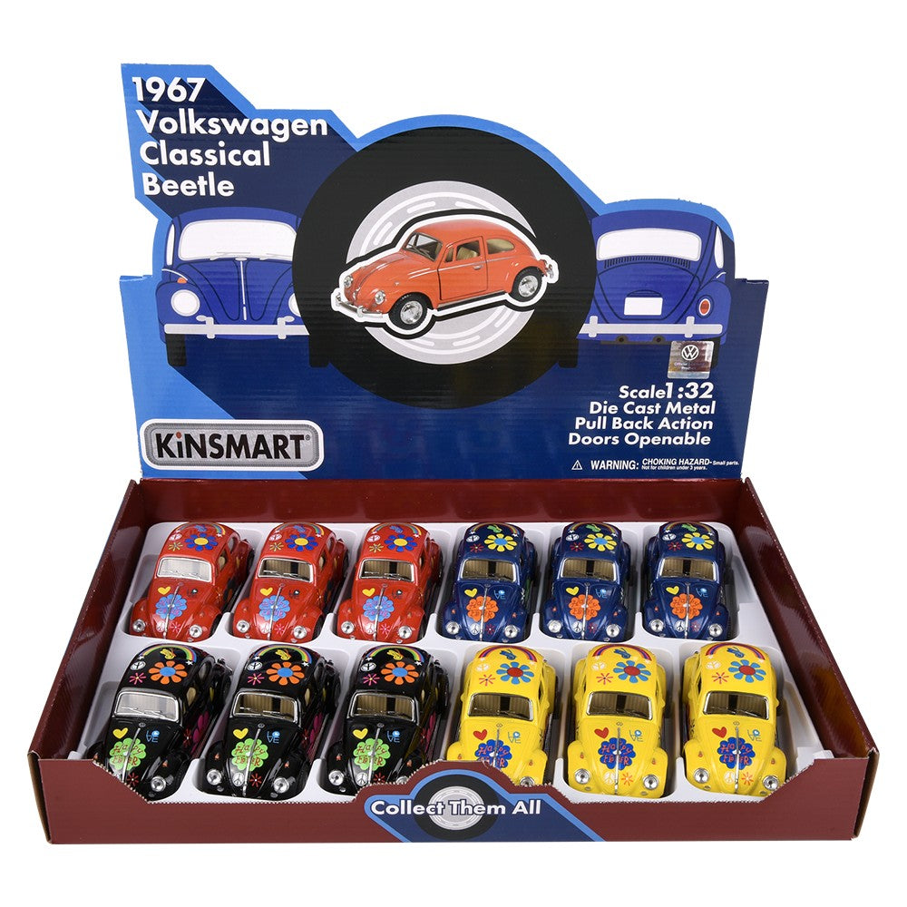 Die-Cast Pull Back VW Beetle Printing VW Beetle (12 Pc Display)