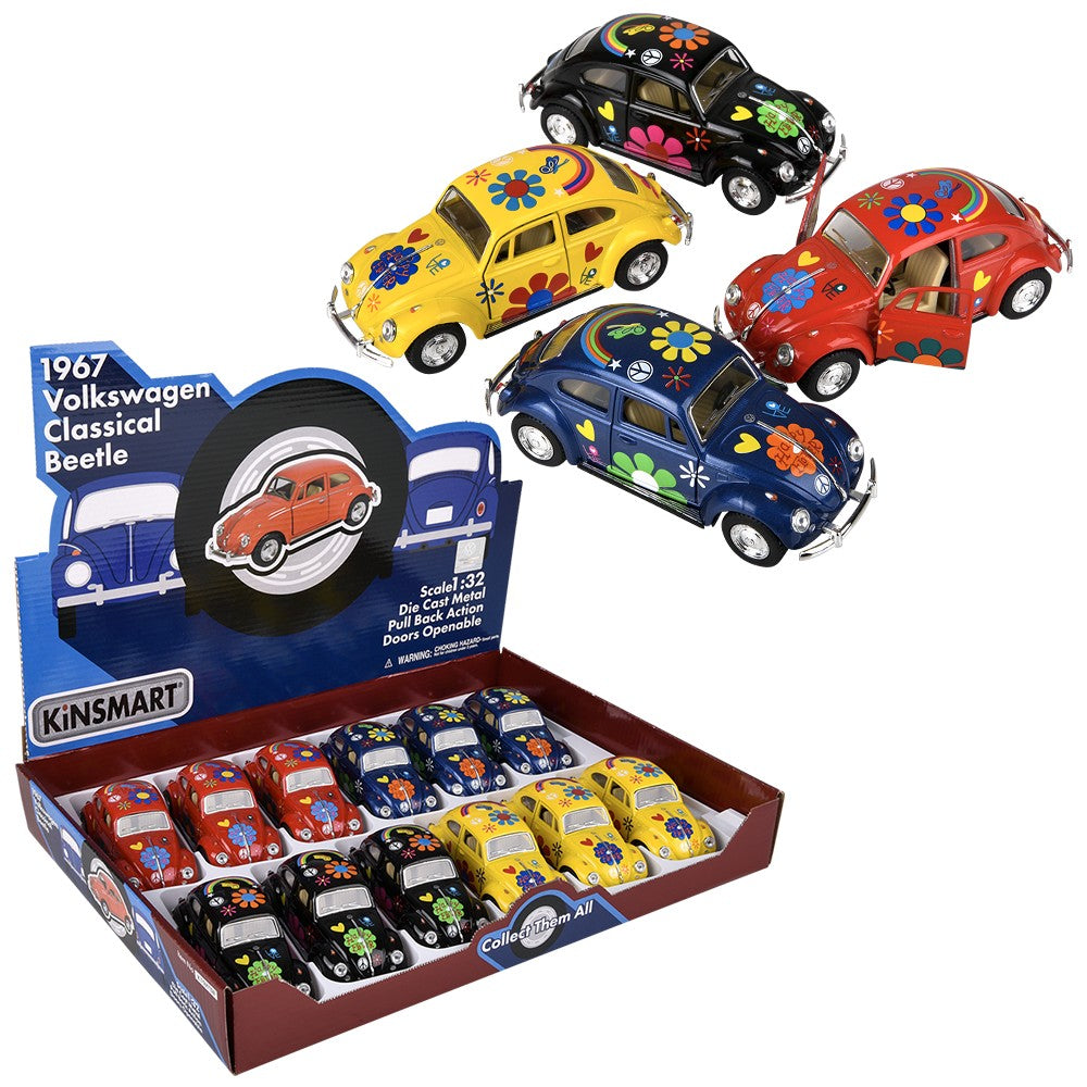 Die-Cast Pull Back VW Beetle Printing VW Beetle (12 Pc Display)