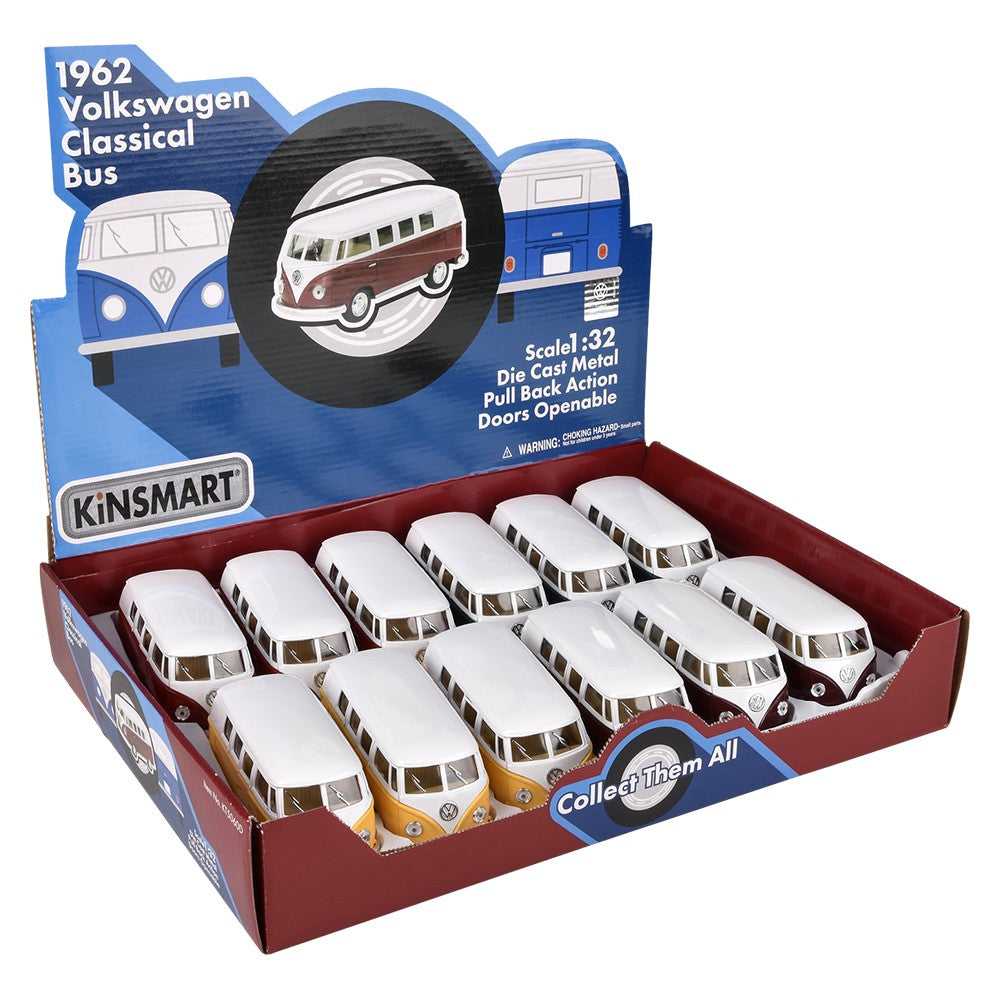Die-Cast Pull Back 1962 VW Bus (12 Pc Display)