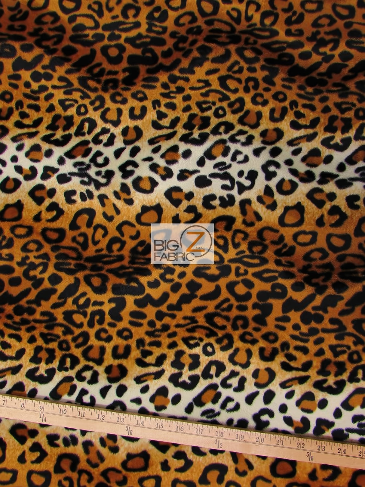 Gold Velboa Leopard Animal Short Pile Fabric