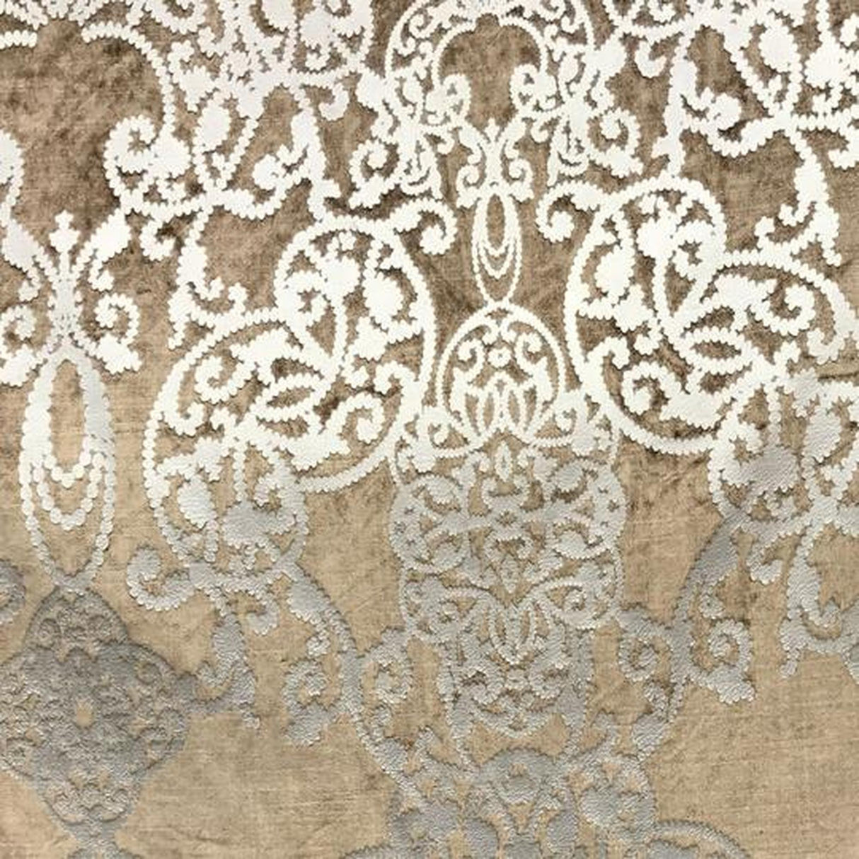 Vince Velvet Fabric - Damask Foil Print, 55" Width (1 Yard)