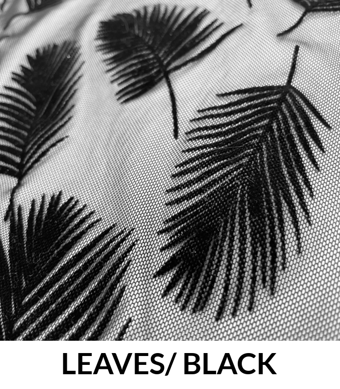 Flocked Mesh Leaves Polyester Fabric - Leaves Pattern