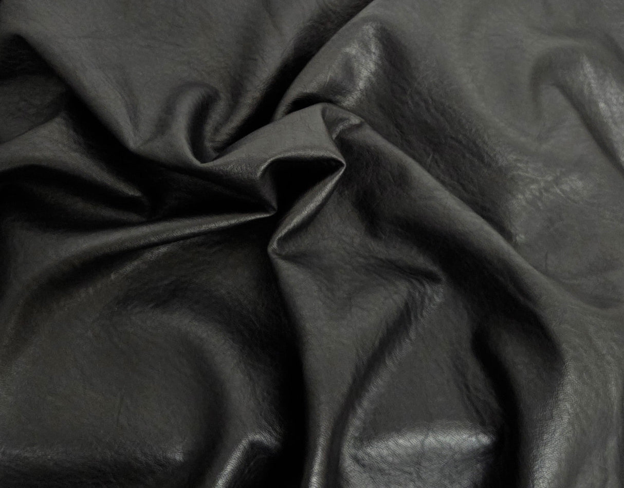Faux Fur Vegan Leather Black Knit