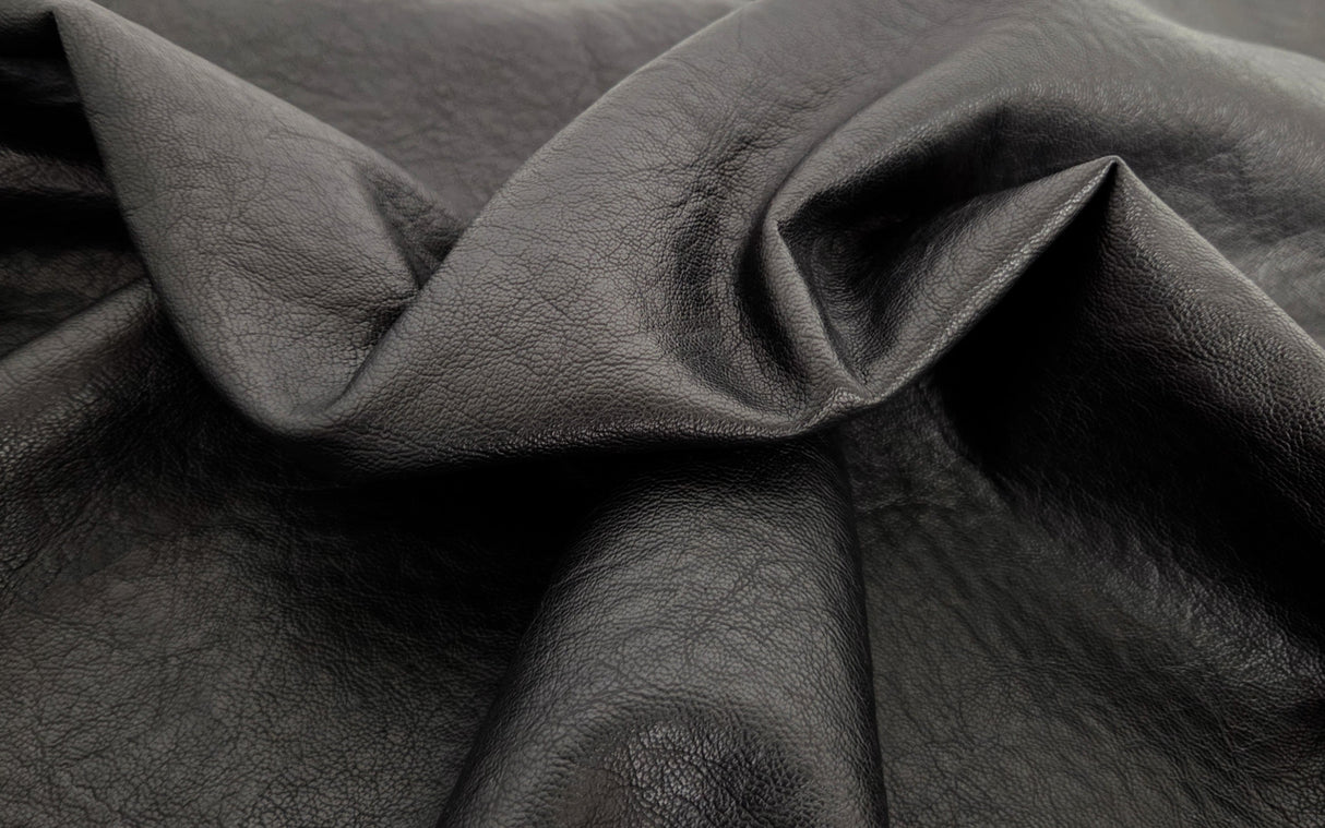 Faux Fur Vegan Leather Black Knit