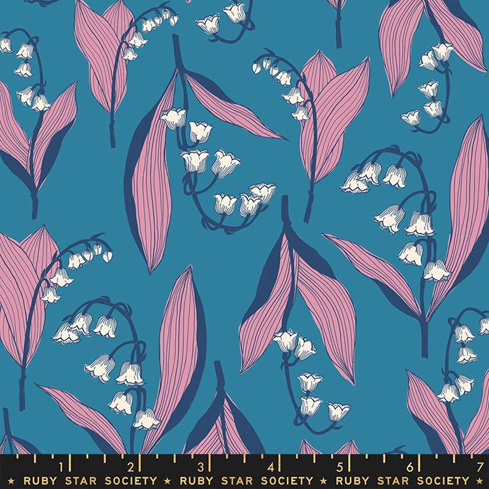 Quilting Cotton Verbena Lily Valley Chambray Dark Blue Ruby Star Society
