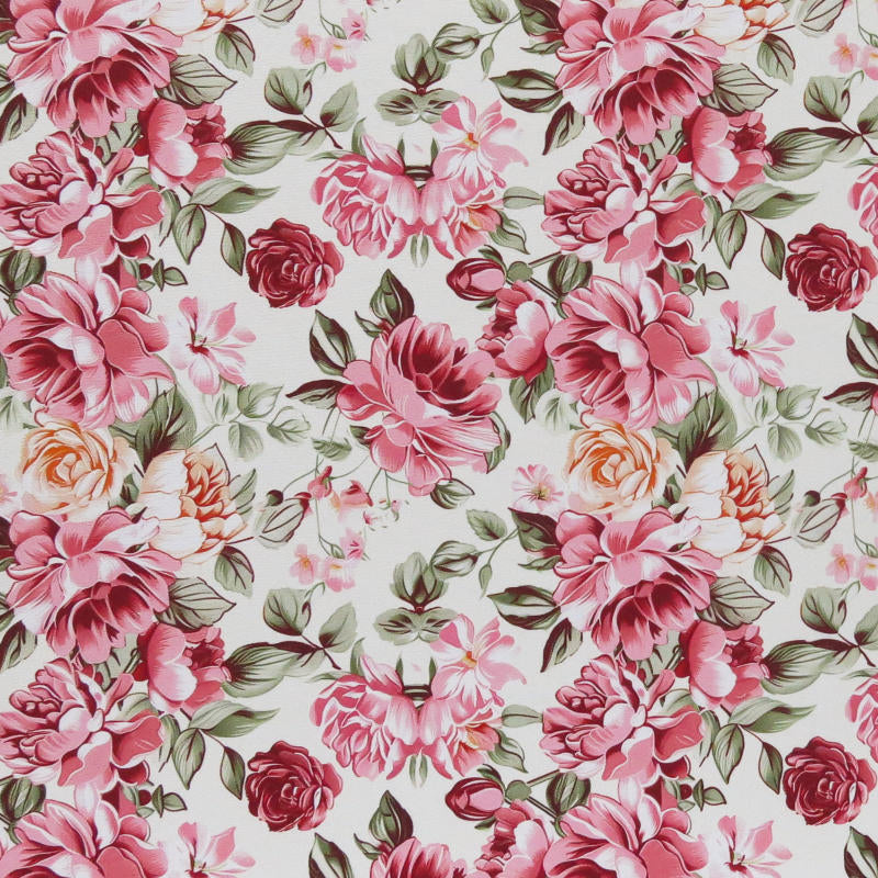 Poly Spandex Swimsuit Fabric Vintage Roses Pink
