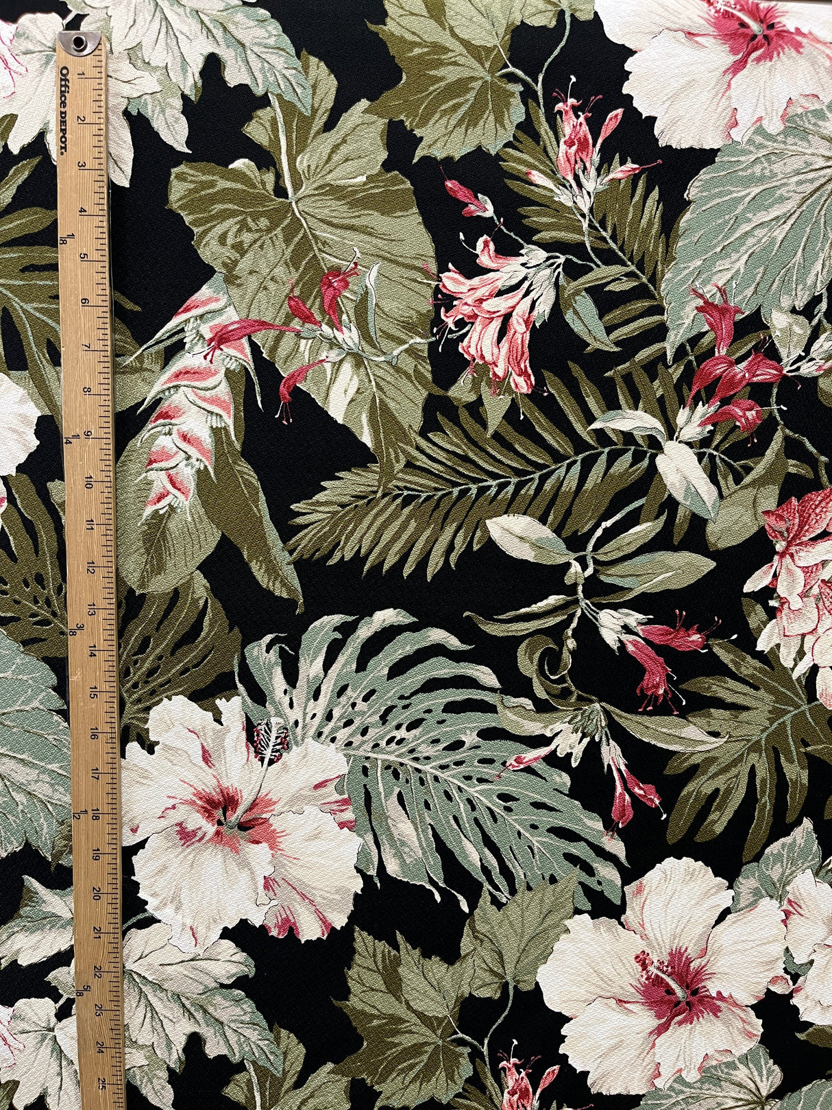 Vintage Tropical Garden Cotton Fabric - Tropical Garden Print, 56-58" Width (1 Yard)