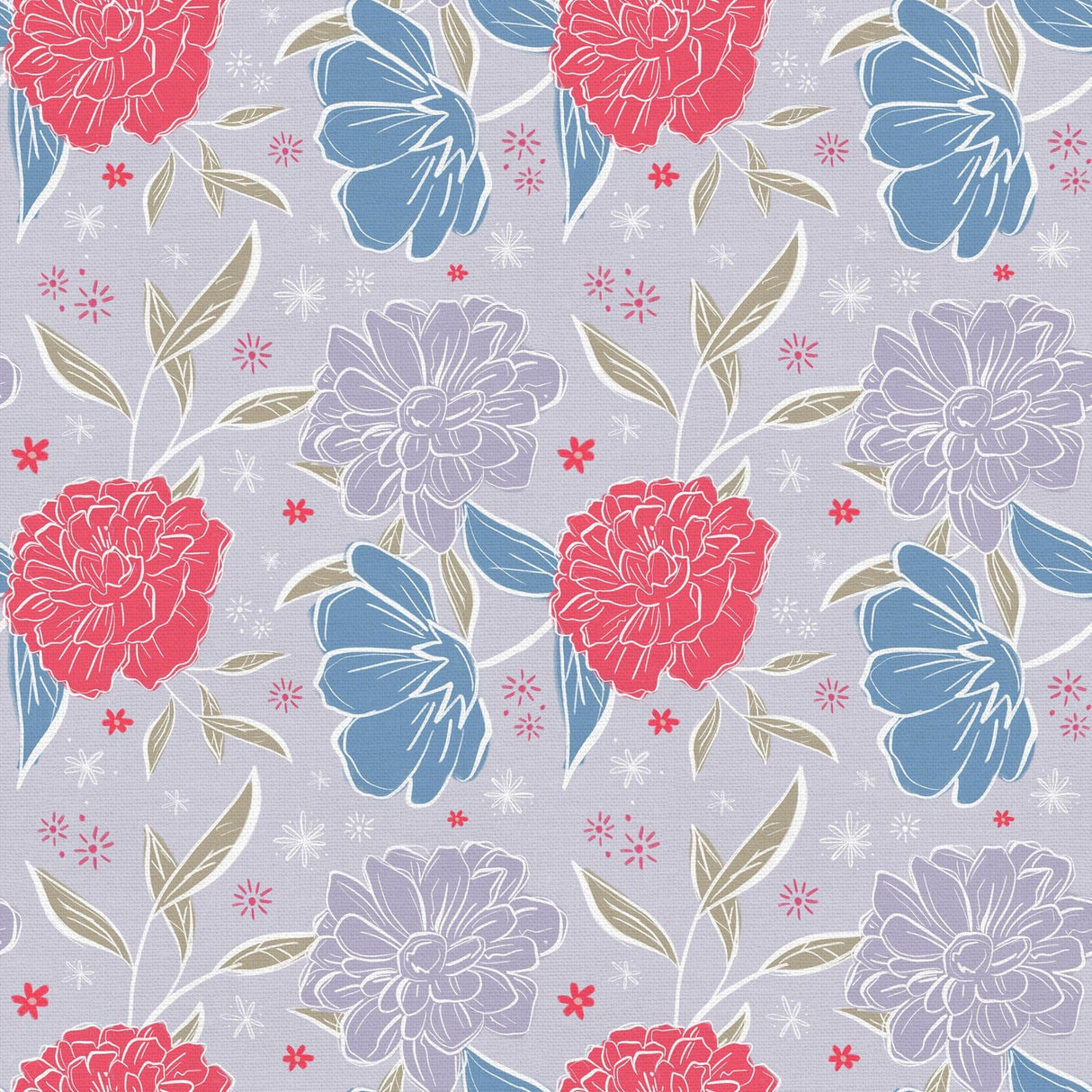 Quilting Cotton Visions Silhouette Bloom Pink Pop Paintbrush Studio