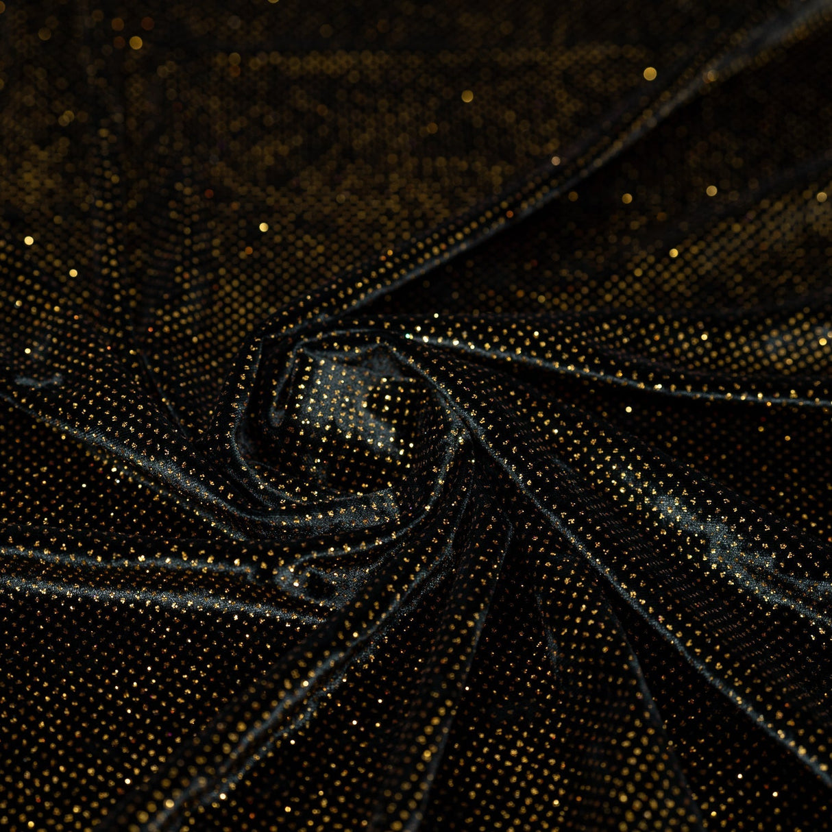 Vivian Glitter Printed Stretch Velvet Fabric - Black/Copper, Black/Olive, Black/Green, Black/Pink, Black/Blue Multicolored, Black/Multicolored, Black/Fuchsia Multicolored, 58/60" Width (1 Yard)