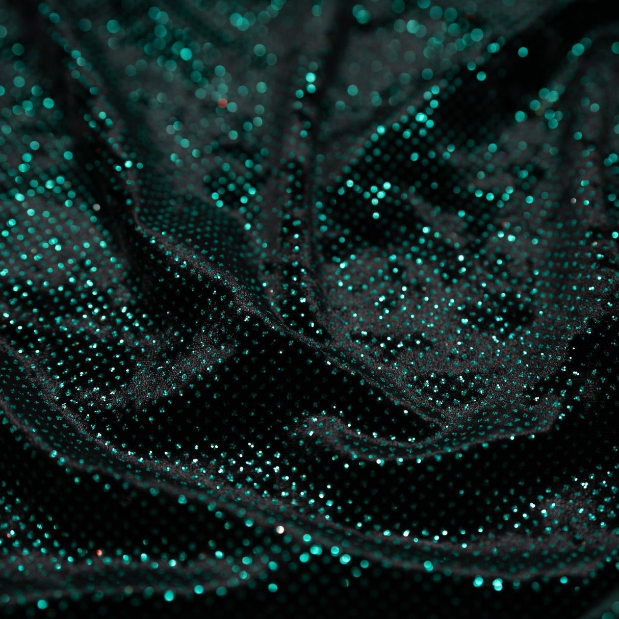 Glitter Printed Stretch Velvet Black Fabric