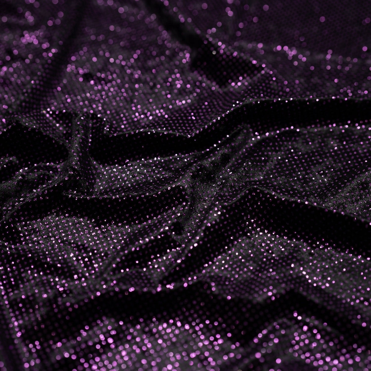 Glitter Printed Stretch Velvet Black Fabric