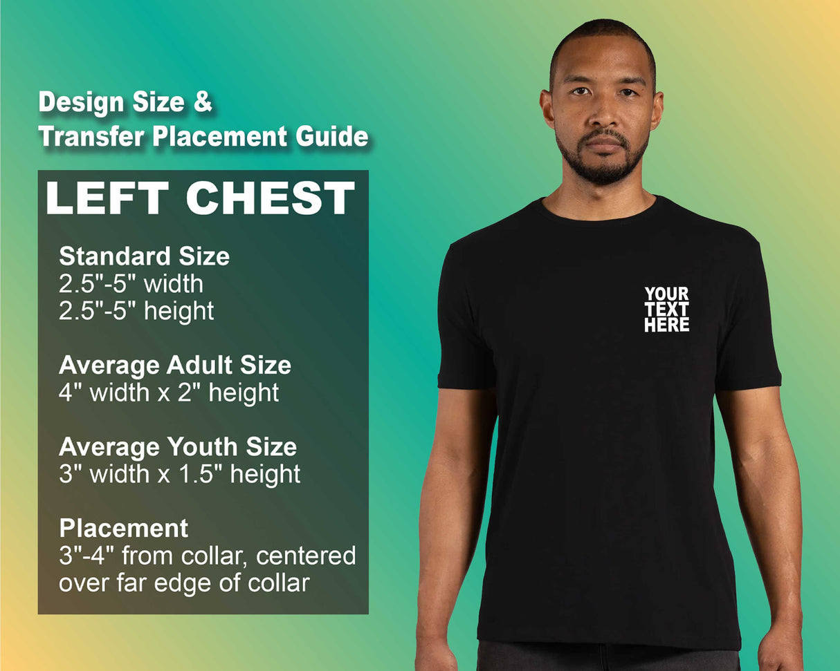Pack: 12 Fast Personalized T-Shirts – Custom Printing with Image or Logo (Left Chest - Black)
