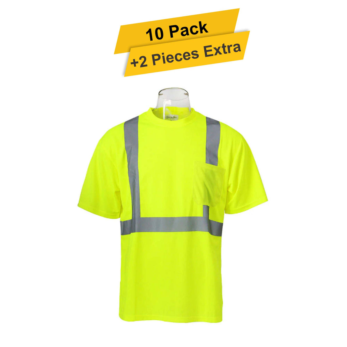 High Visibility Safety T-Shirt 10 pack 100% polyester