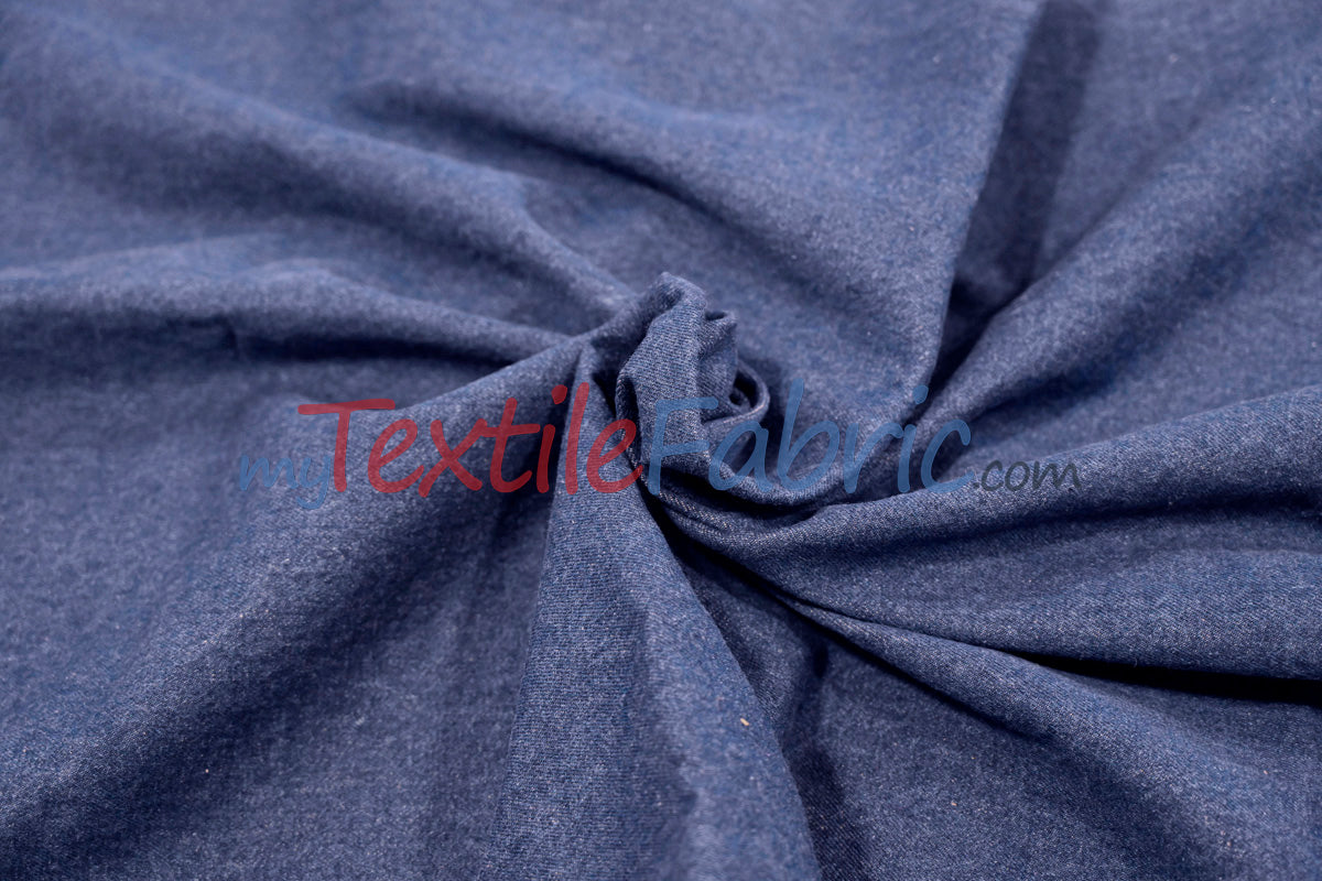 Washed Denim 100% Cotton Fabric - Soft Pre Washed, 60" Wide (1 Yard)