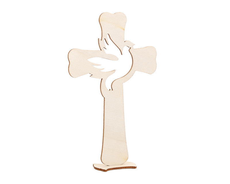 6 3/4" x 4 1/4" Wooden Cross with Dove Cutout for Centerpieces and Decoration - Pack of 12