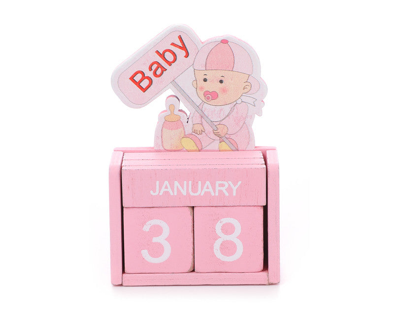 4.25" Pink Baby Countdown Wooden Block Baby Shower Calendar - Pack of 6