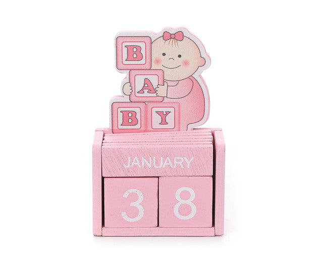 4.5" Pink Baby Countdown Wooden Block Baby Shower Calendar - Pack of 6