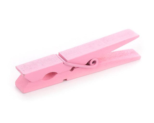 3" Pink Wooden Clothes Pins Clips Baby Shower Gender Reveal Decoration - Pack of 100