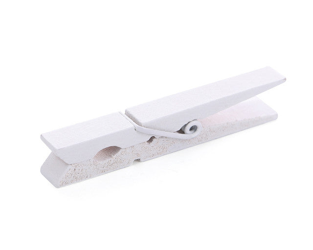 3" White Wooden Clothes Pins Clips Decoration - Pack of 100