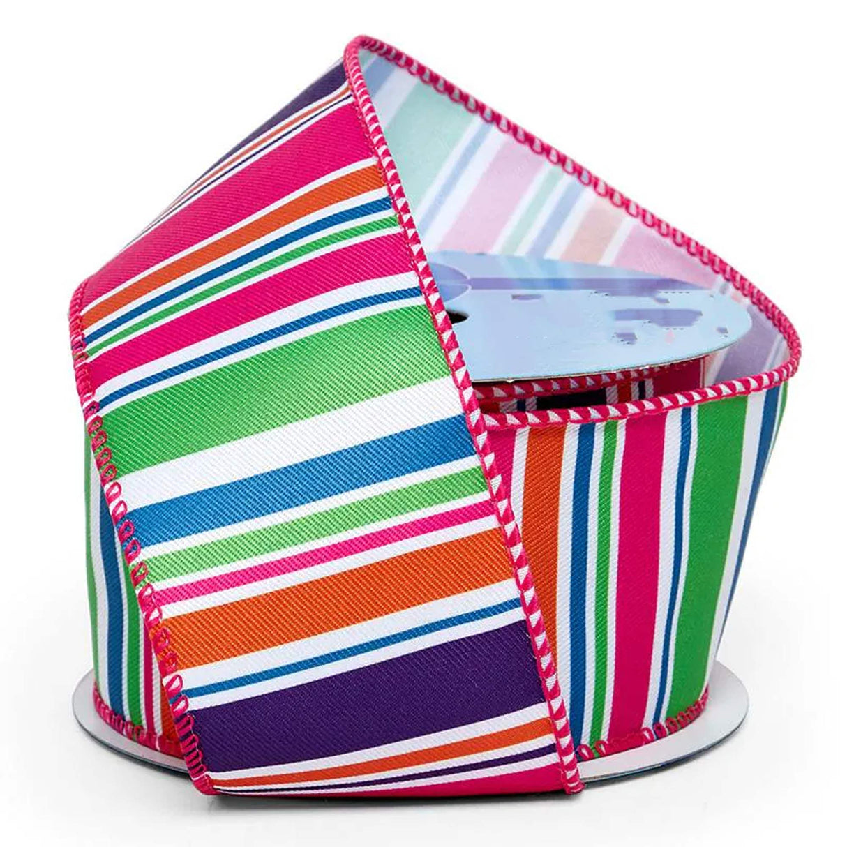 Colorful Stripes On Wired Ribbon 2 1/2 '' X 10 yd Vertical Rainbow Stripes Color 1 / roll