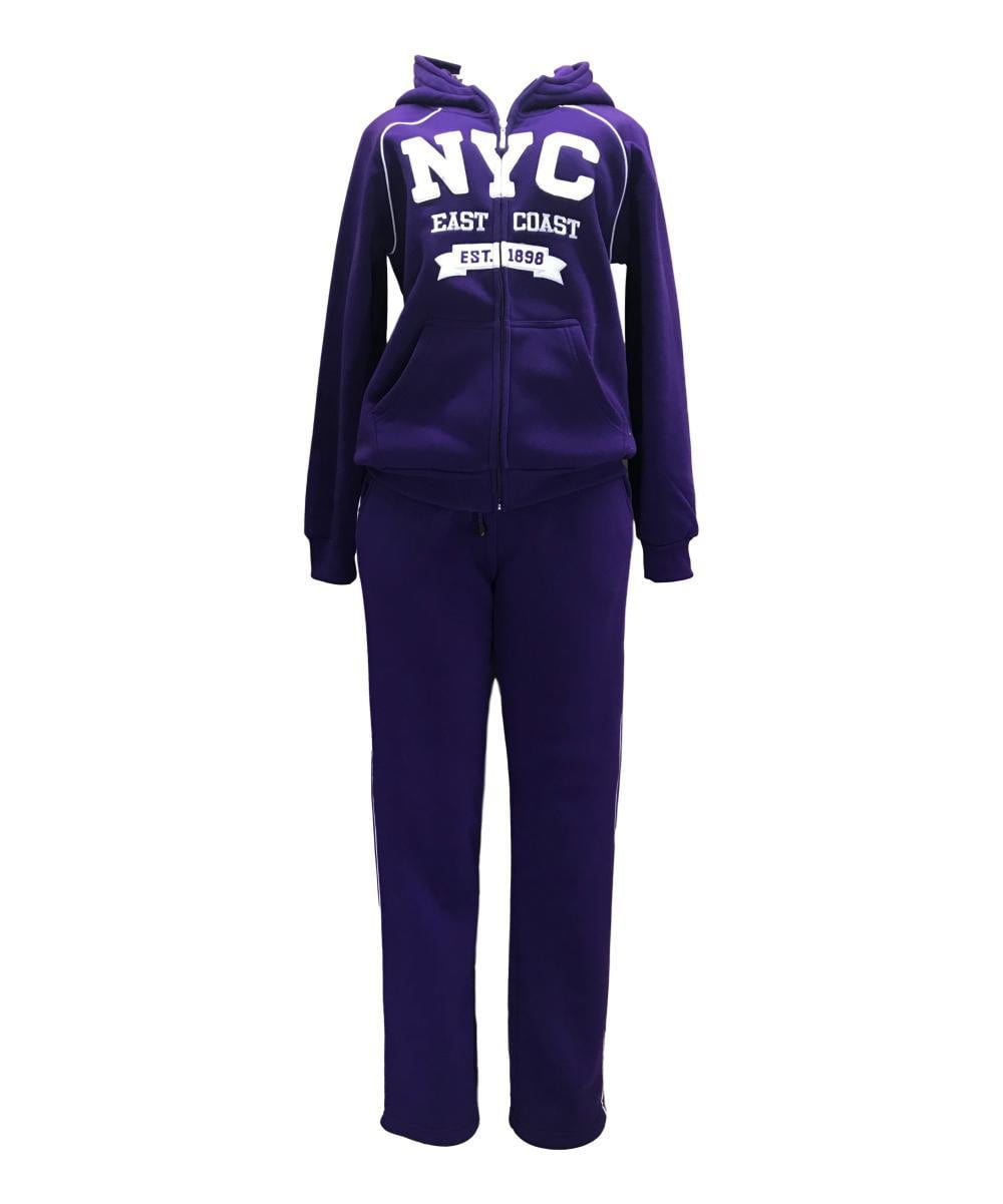 Women's Fleece NYC Matching Tracksuit Fleece Fabric - Rose, Black, Teal, Burgundy, Purple, Light Grey, Dark Grey, Fucshia, Two Piece, Cold Weather, S-XL (1 Set)
