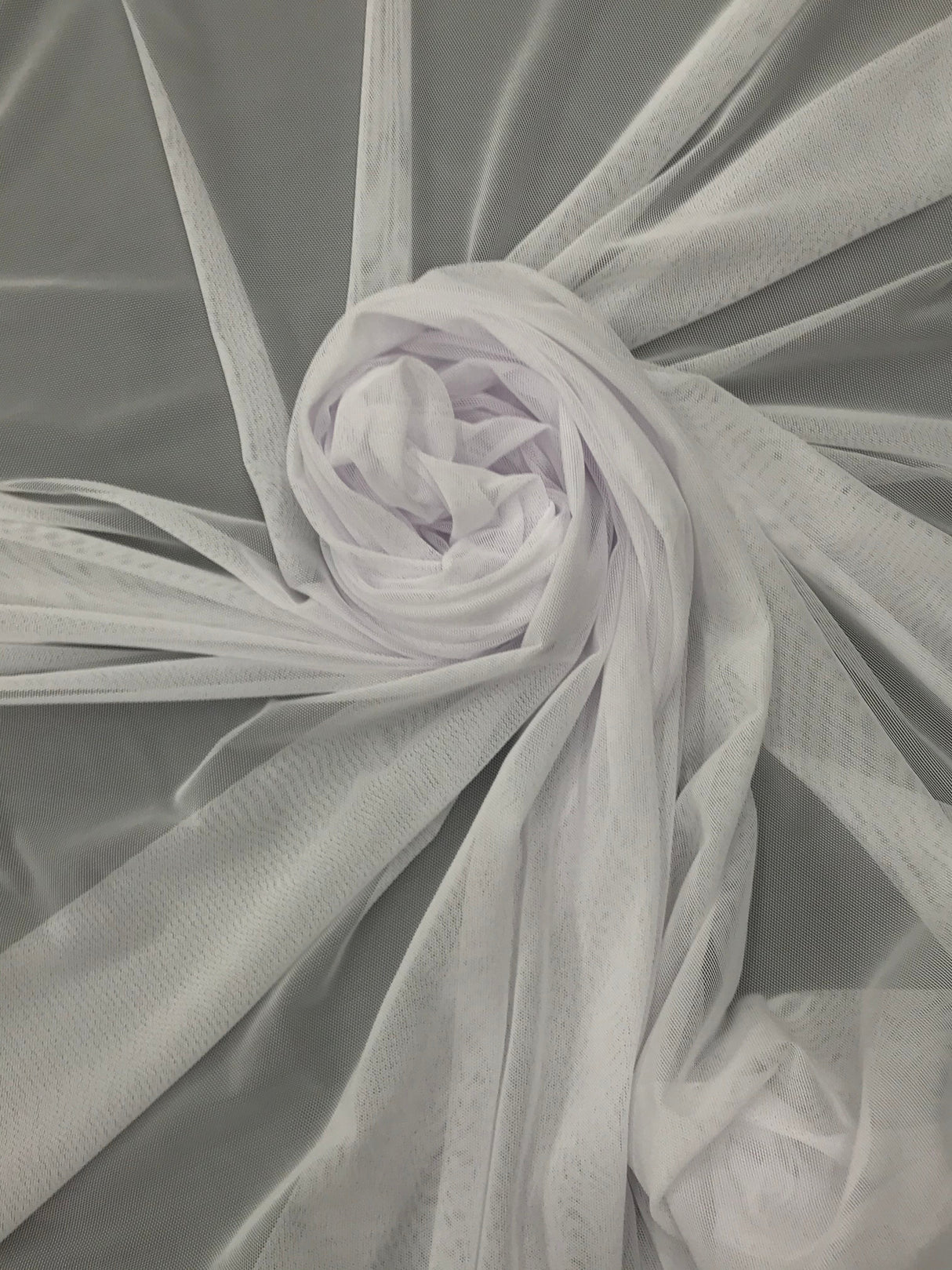 Power Mesh Nylon Spandex Fabric - White, Sheer Mesh, 60" Width (1 Yard)