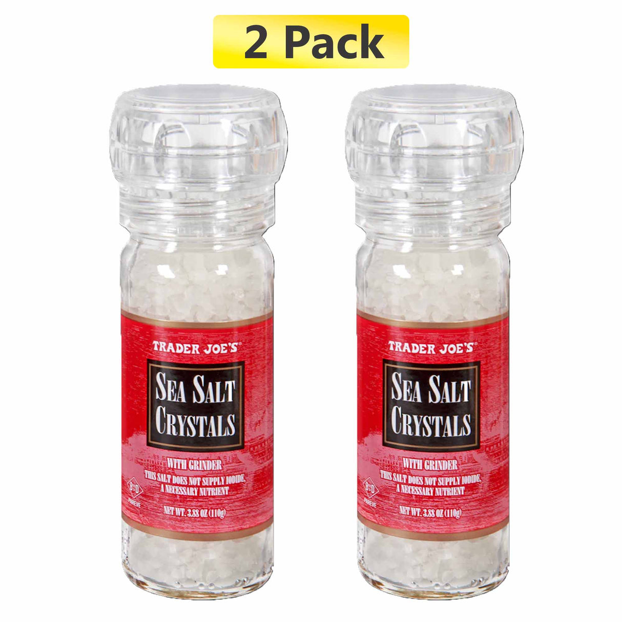 Trader Joe's Sea Salt Crystals with Grinder - 3.3 Oz,
