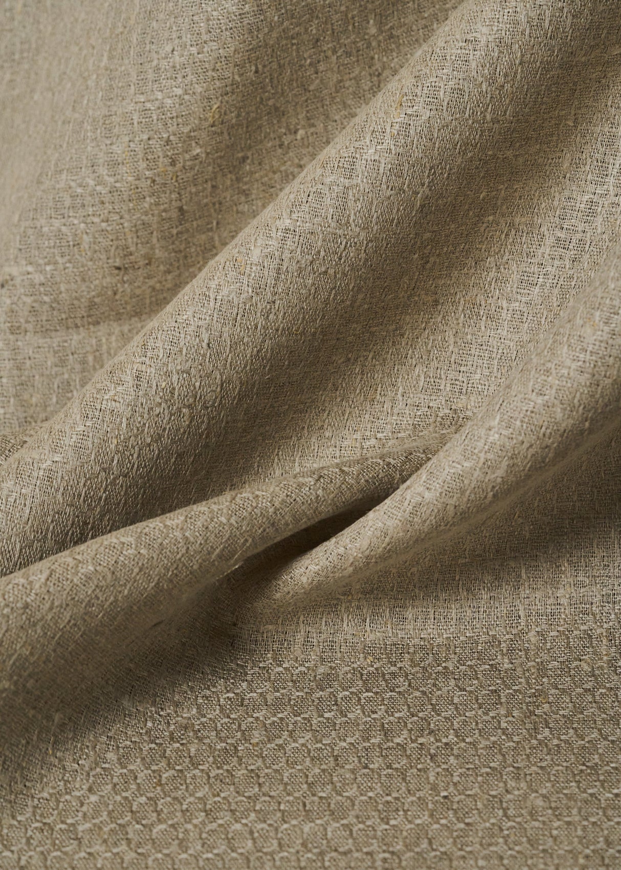 1 Yard Pure Linen Natural Hexagon Jacquard Fabric 60" Width