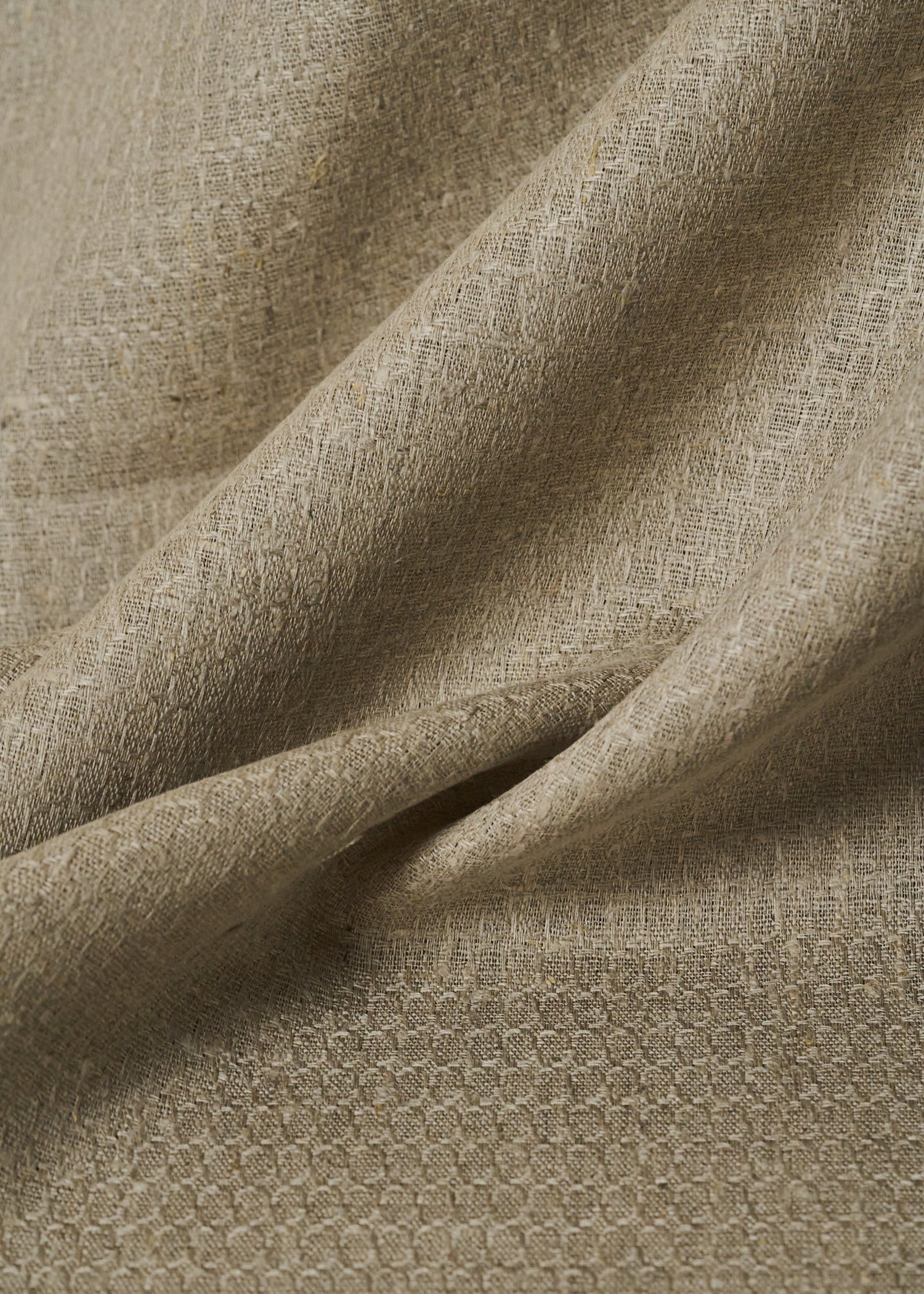 1 Yard Pure Linen Natural Hexagon Jacquard Fabric 60" Width