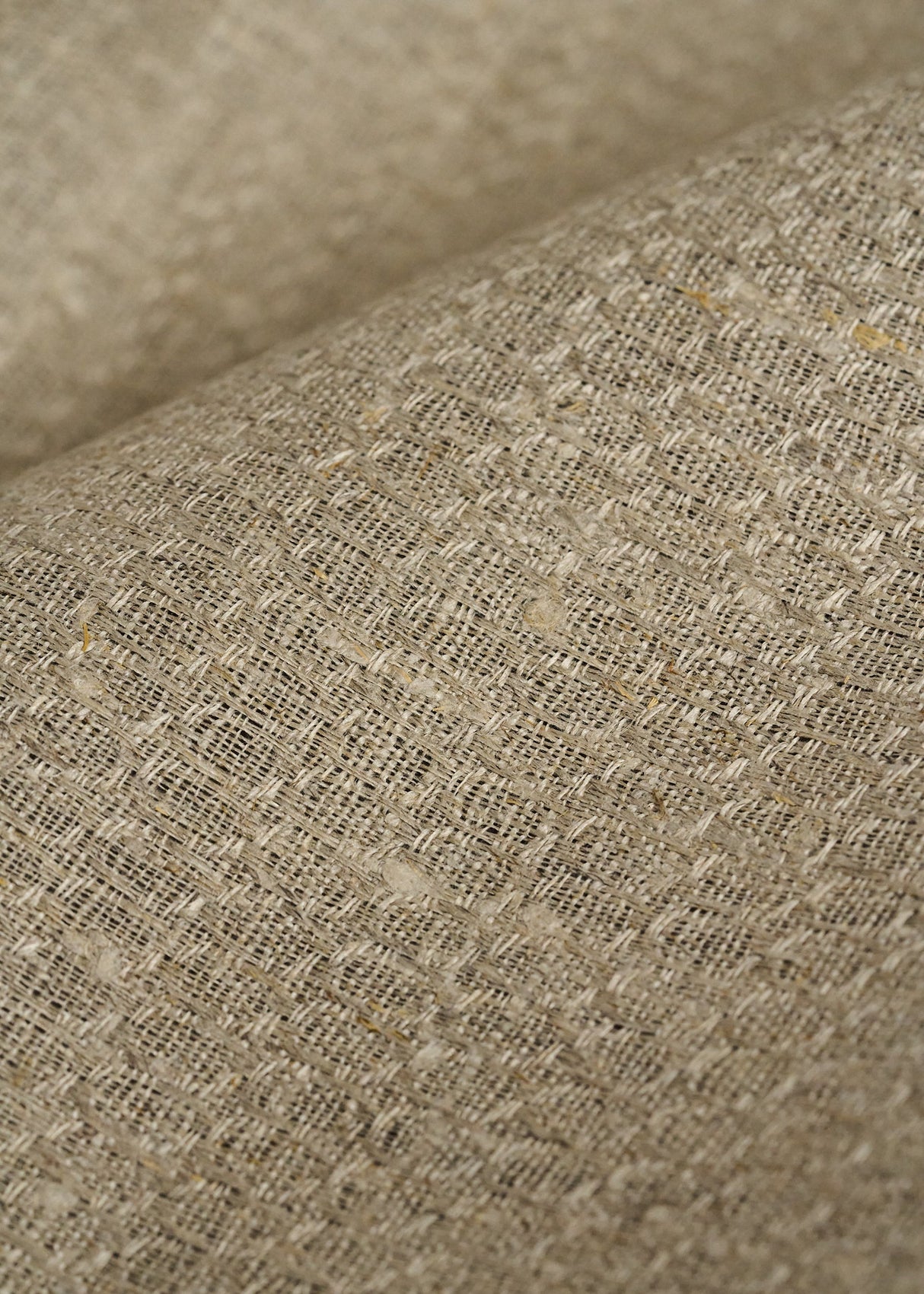 1 Yard Pure Linen Natural Hexagon Jacquard Fabric 60" Width