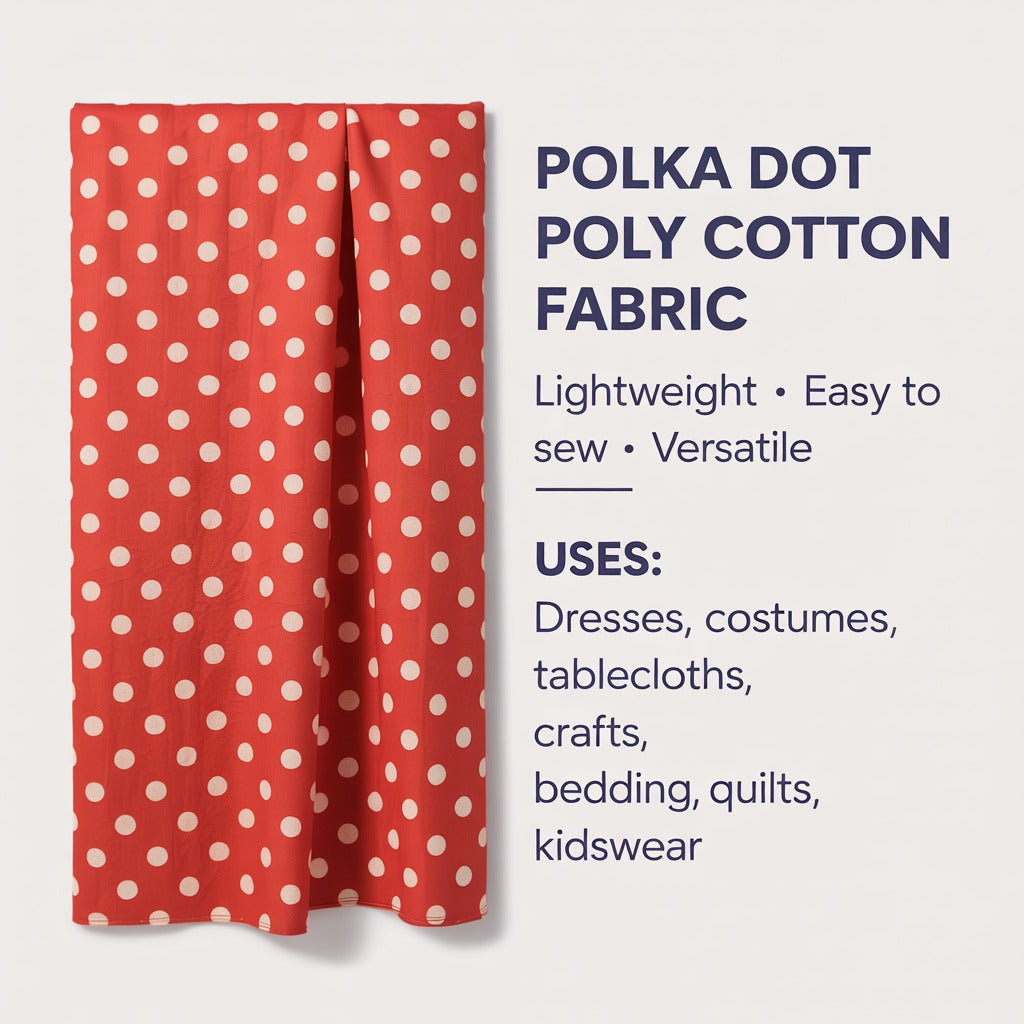 Small Polka Dot Poly Cotton Fabric - Small Polka Dot, 14 Colors, 60" Width