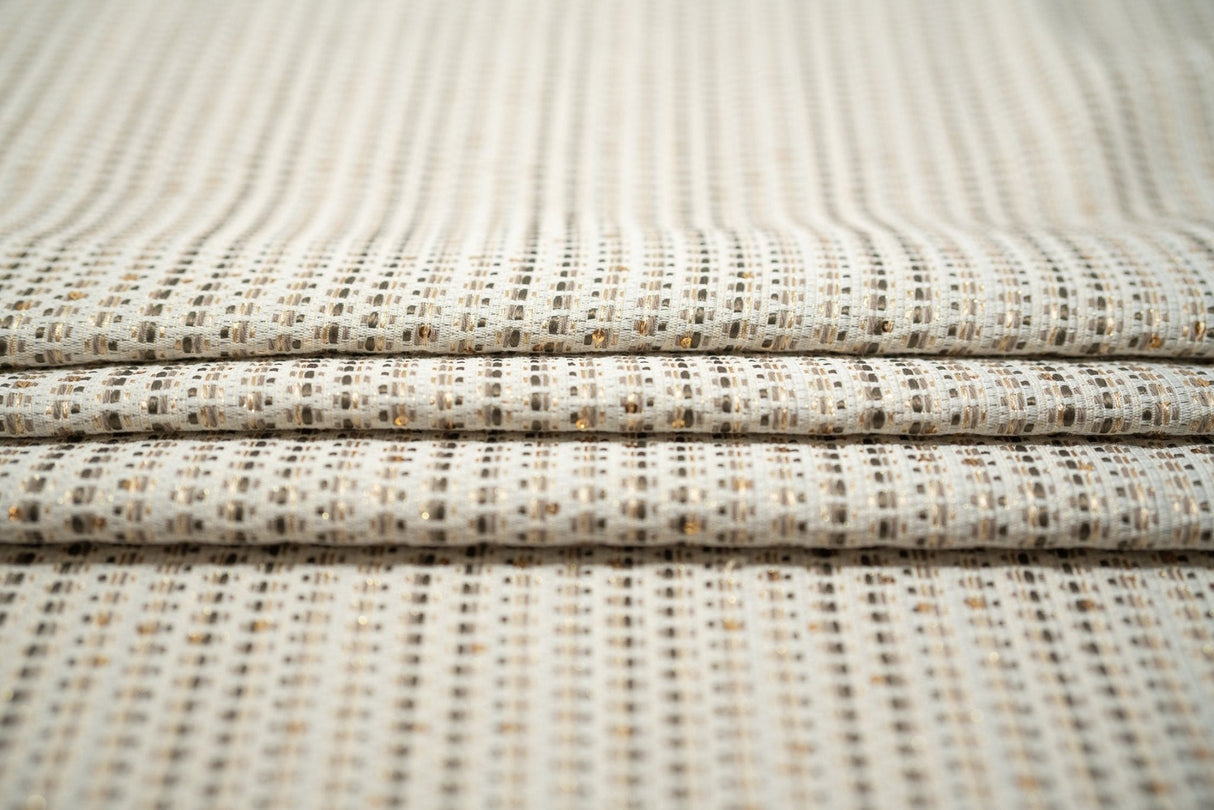 Metallic Brocade White Gold Weave Fabric
