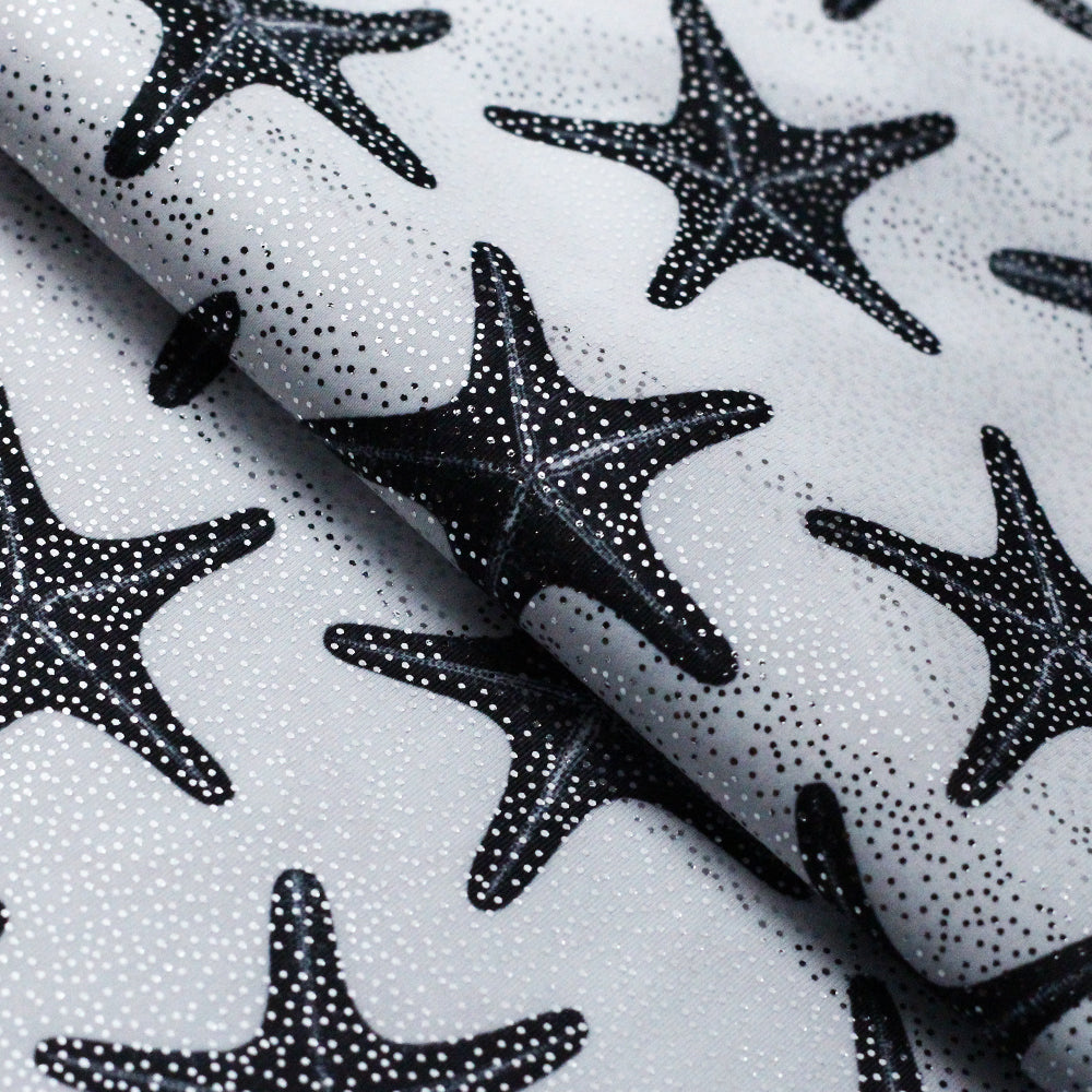 Sea Star Polyester Spandex Fabric - Multi-Color Sea Star Print, 58/60" Width (1 Yard)