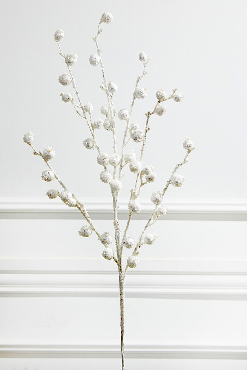30” Mini Pomegranate Glitter Spray - White