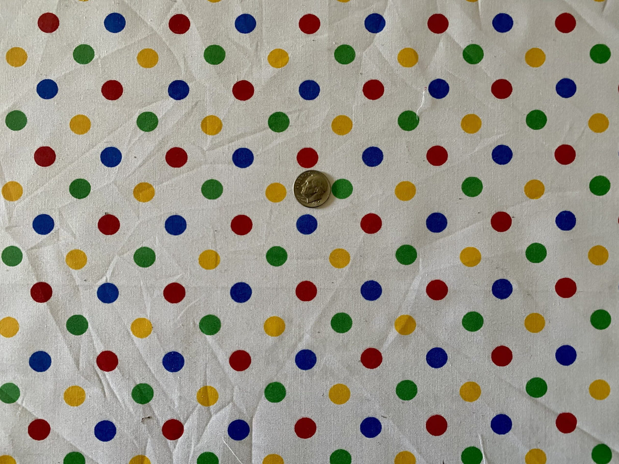 1 Yard Multi-Color Small Polka Dot Poly Cotton Fabric for Crafts Bedding Sewing Masks 60" Width