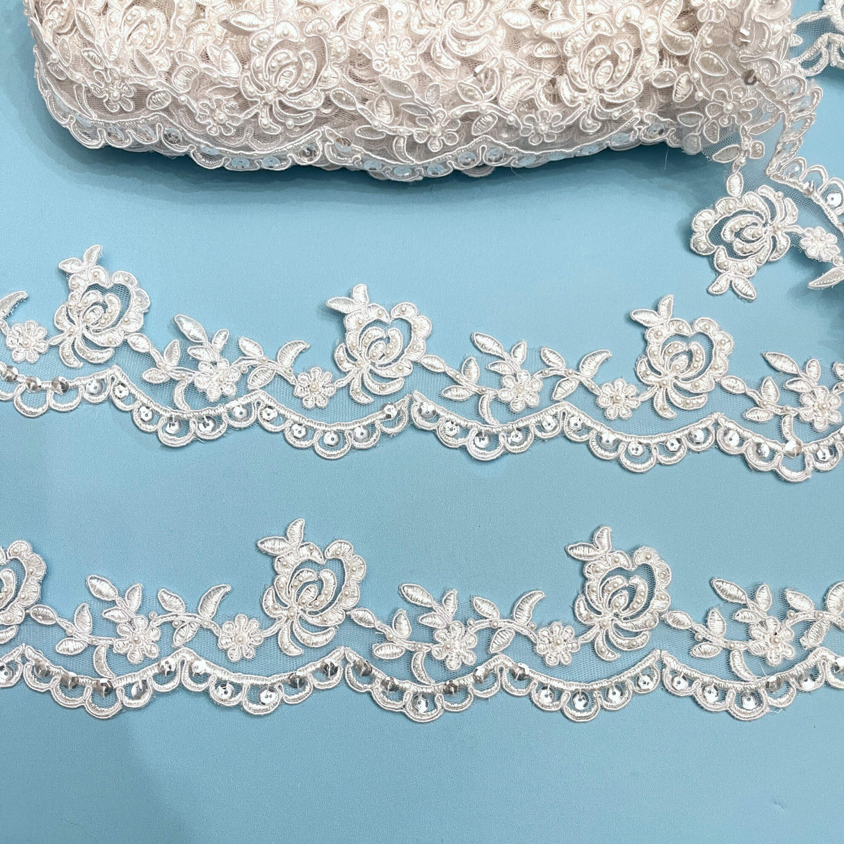 Beaded Corded Lace Trim
